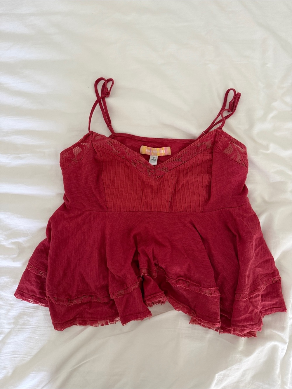 Urban Outfitters Off-Red Baby Doll Top (Small)